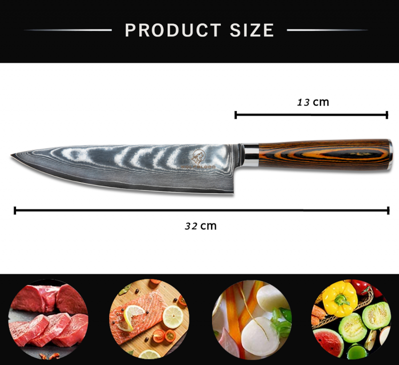 Wolfblood Zeuß Santoku Damastmesser Küchenmesser LH Lifestyle Kochmesser
